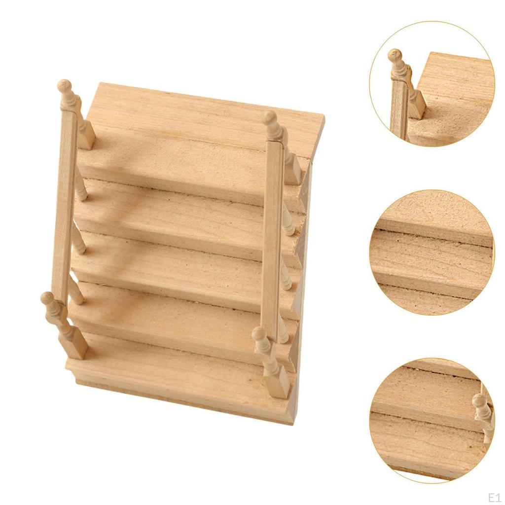 Doll House Stairs Model Landscape Layout Prop with Handrail Educational Toys Dollhouse Accessories