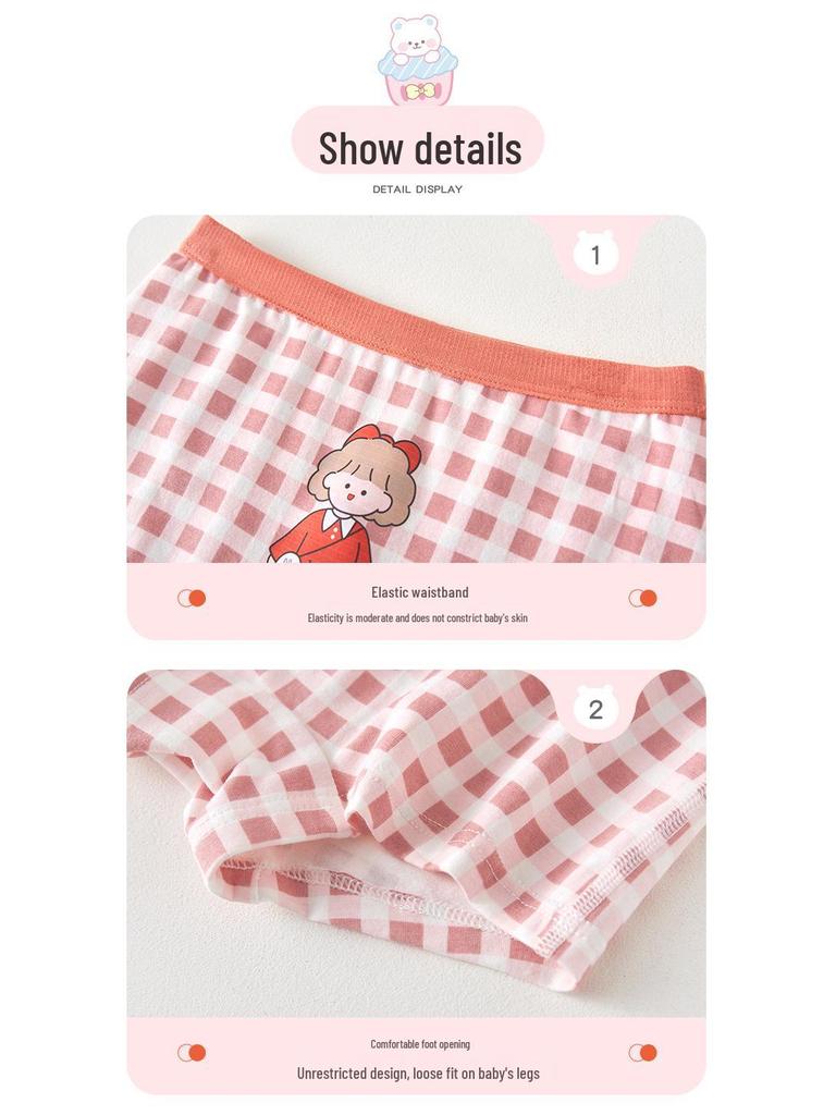Girls' Antibacterial Cotton Boxer Briefs - Flat-Leg No-Pinch Design for Children