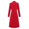 Women's Festive Red Wool Blend Stand Collar Coat