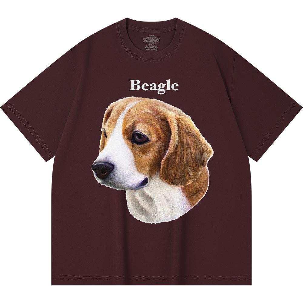 

Футболка из 100% хлопка плотностью 230 г/м2 с принтом бигля, забавная футболка из чесаного хлопка в стиле Харадзюку 2XL вино красного