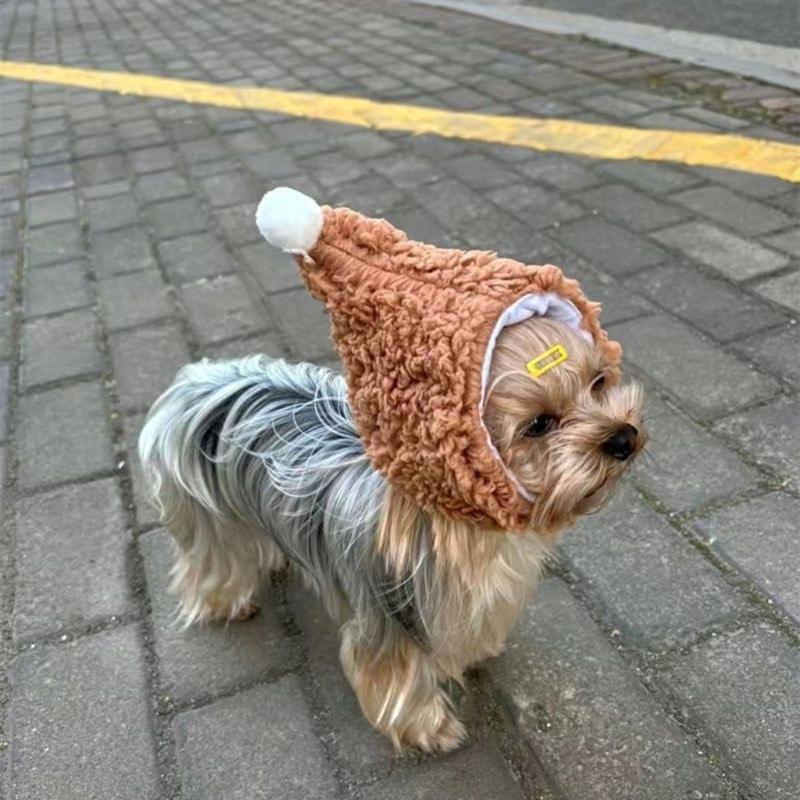 

G8DA Fleece Dog Hat With Adjustable Strap Comfortable Small Animals Cosplay Headwear Accessories For Holiday Parties Gift CN