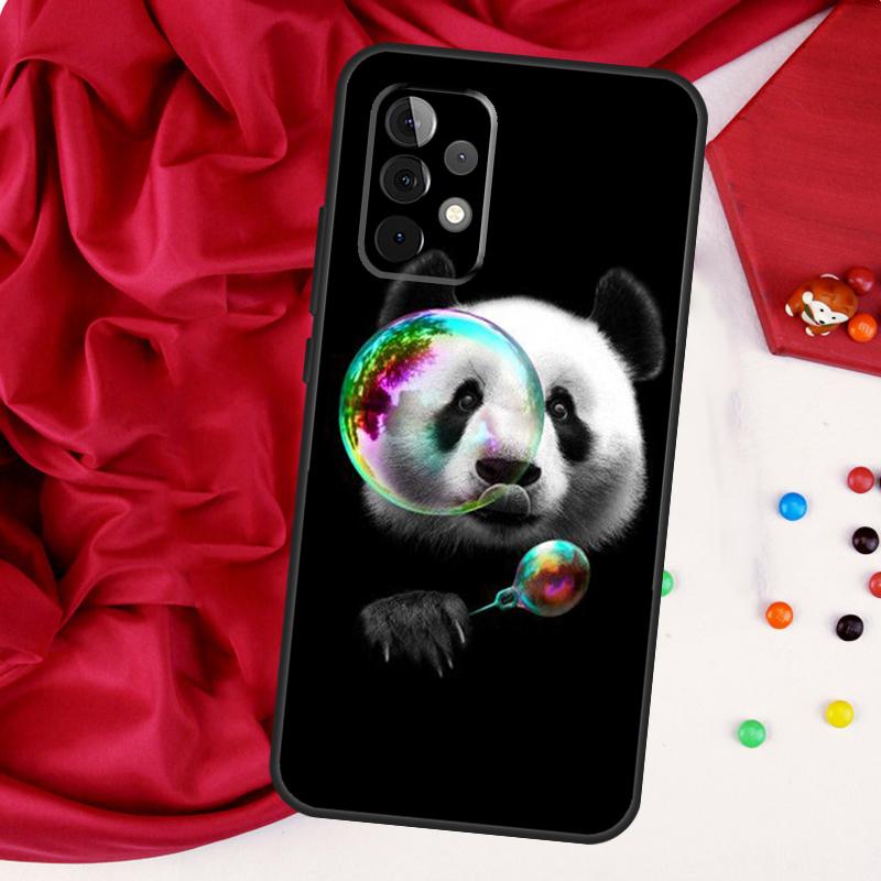 Cartoon Cute Panda Bear For Samsung Galaxy A15 A55 A53 A33 A35 A22 A32 A52 A54 A34 A14 A56 A36 A26 A16 A05 A06 Case
