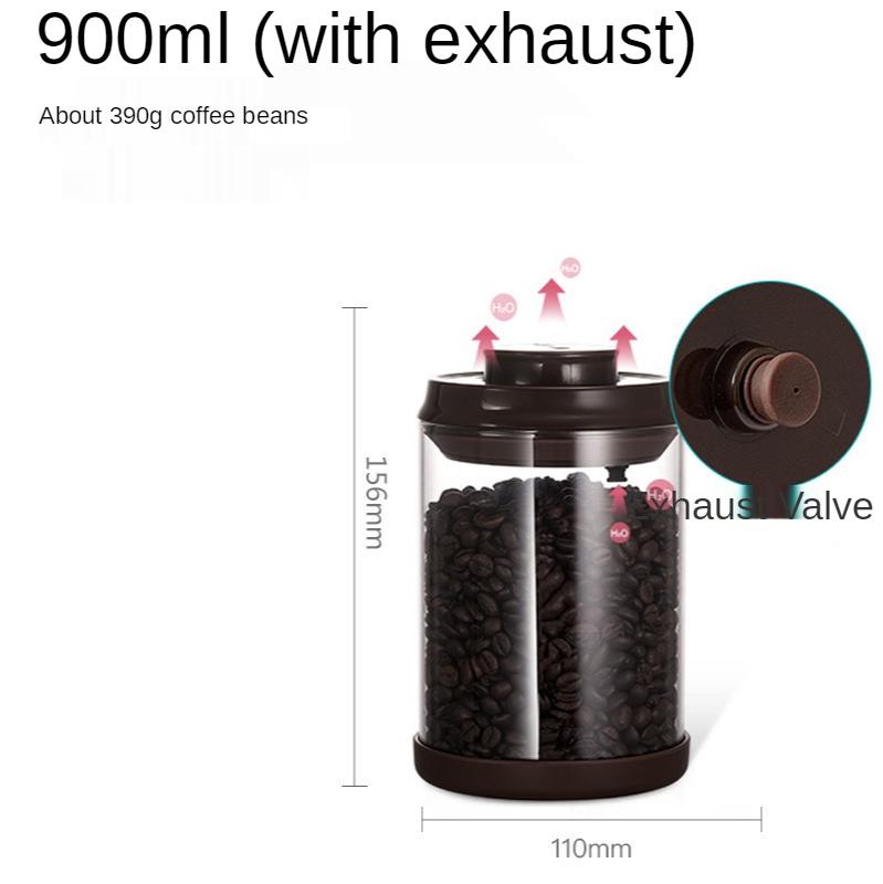 Glass Airtight Canister Kitchen Storage Bottles Jar Sealed Container Tea Coffee Beans Grains Candy Jar With Exhaust Coffee Lover