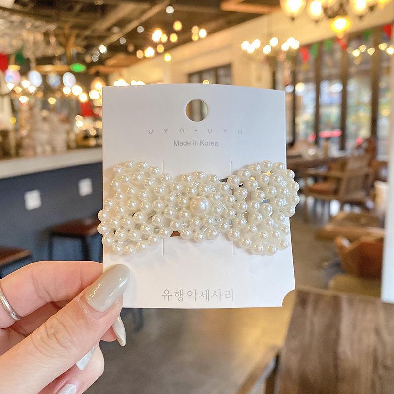 

Заколка для волос из металла и жемчуга в корейском стиле для женщин irregular pearl bow