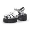 Baotou Roman Sandals Women's 2025 Summer New Leather Thick-soled Muffin Shoes Woven Hollowed-out Thick-heeled Pig Cage Shoes