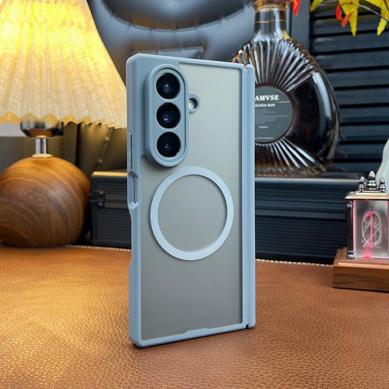 For Samsung Galaxy Z Fold 7 Case Magnetic Matte Transparent Acrylic Cover Equipped With Central Axis Hinge Protection Shell