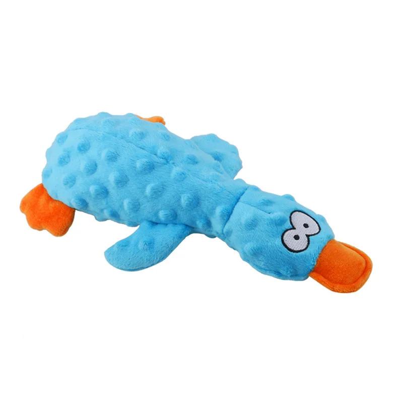 Cute Plush Duck Squeaky Dog Toy with Sound Stuffed Animal Chew Rope Teeth Cleaning Pet Accessories