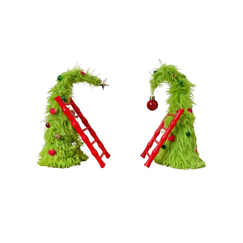 Zelený vánoční stromek, Malý stolní osvětlený řetěz se žebříkem, Plyšový vánoční stromek pro stolní dekoraci Vhodný pro domov