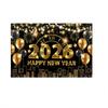 Black Gold 2026 New Year Backdrops Colorful Balloon Photo Background Party Background  Photo Studio