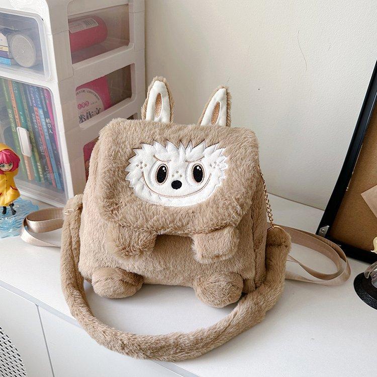 Schoolbag cartoon trend cute college student mini backpack plush cute girl backpack cute shoulder messenger bag