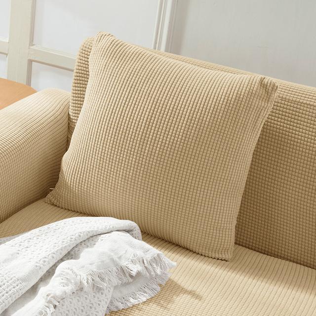 New Design Colors Thick Polar Fleece Sofa Protective Cover Jacquard Solid Printed Pillowcase Cover For Soft Cushion 45x45cm