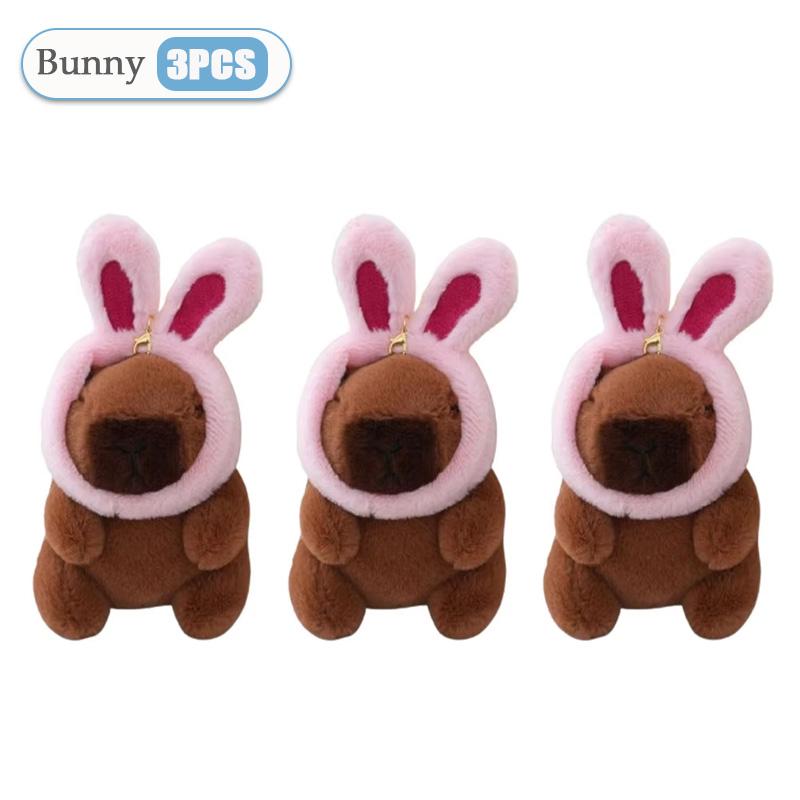 1-20PCS Cute Guitar Capybara Plush Toy Cartoon Guinea Pig Pendant Stuffed Doll Backpack Keychain Bag Car Key Ring Decor Kid Gift