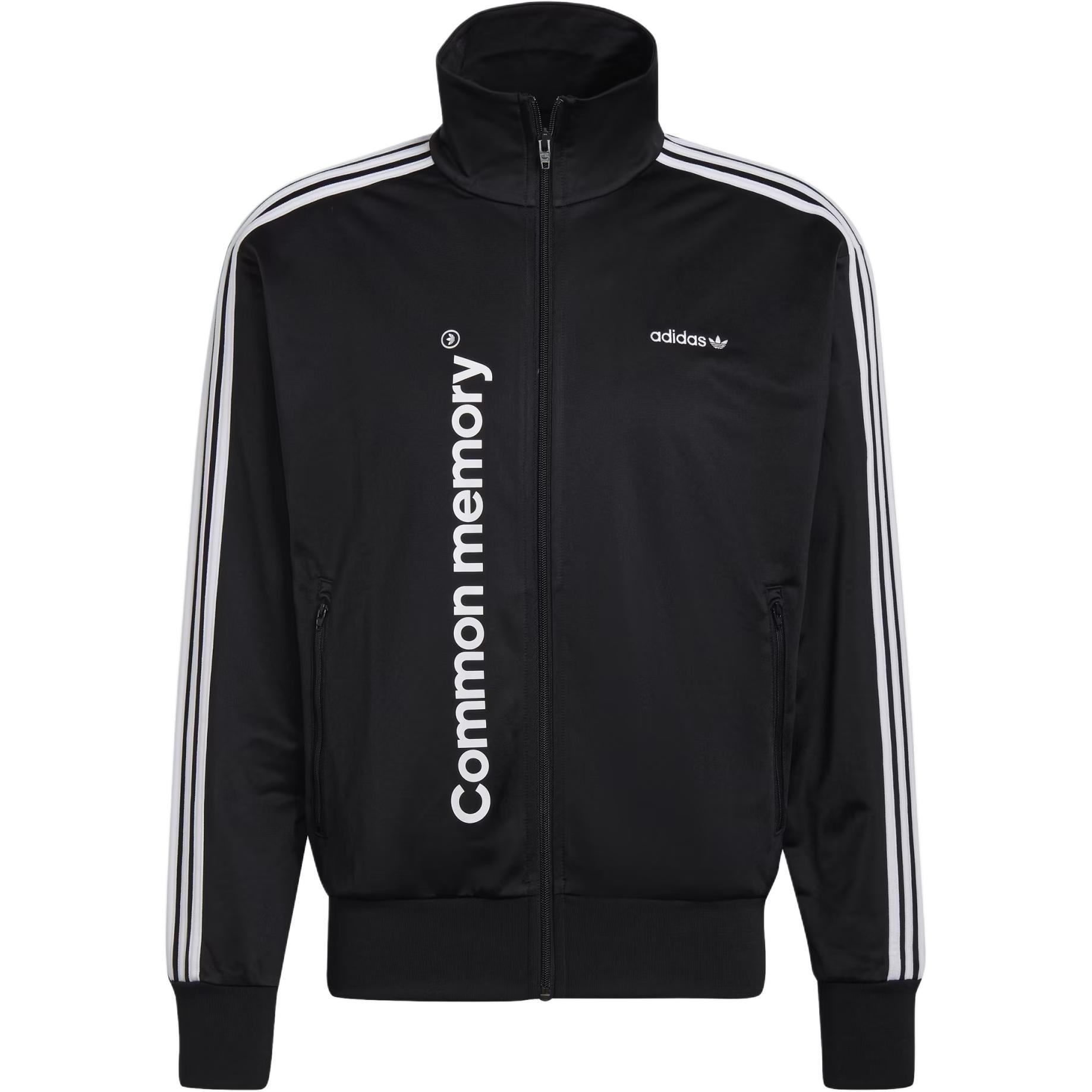 Men s adidas originals Stripe Printing Alphabet Zipper Stand Collar Sports Jacket Black HC7133 XXL