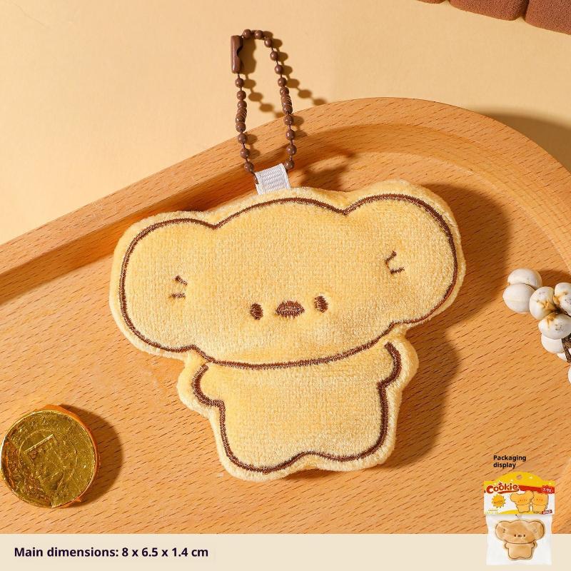 1/2Pcs Cute Cartoon Simulation Biscuit Bear Plush Pendant Keychain Kawaii Stuffed Doll Backpack Pendant Decorative Accessories
