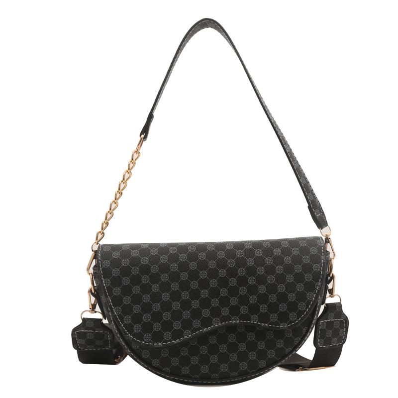 

Сумка 2024 года, новая весна, ретро-принт, сумка через плечо, повседневная мода, иностранный стиль, сумка-седло, сумка подмышкой чёрный