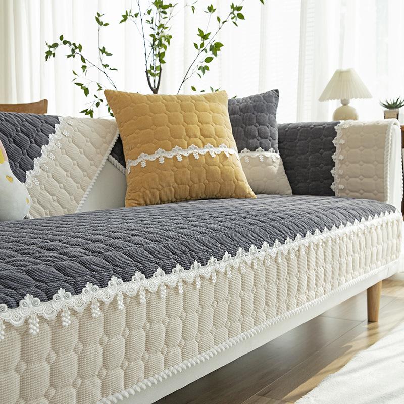 Sofakissen Plüsch Einfaches rutschfestes Kissen Vier Jahreszeiten Universal Winter Ledersofabezug Handtuch Rückenlehnenbezug Tuch