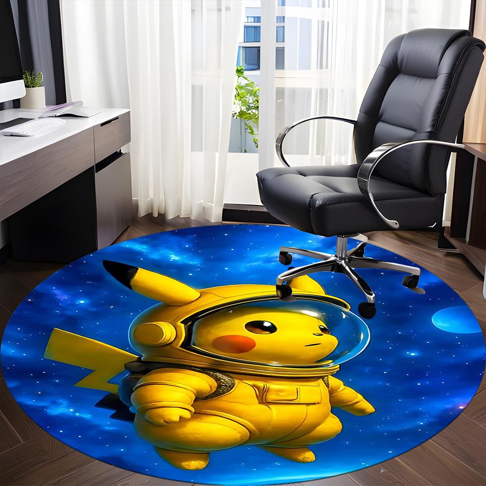 1pc Pikachu Astronaut Chair Carpet for Office, Indoor Non-Slip Polyester Fiber Carpet, Machine Washable, Durable Construction yy251205160