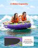 Towable Tubes for Boating, 2-Rider Inflatable Boat Tubes and Towables, 154kg Capacity Water Sport Tube for Boat to Pull - with Anti-Slip Pad, Full