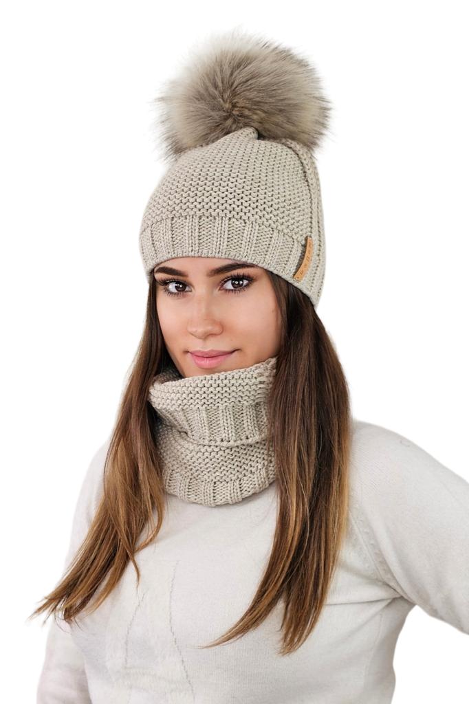 Fiona Winter Set Hat with Tube Cap Color Cappucino