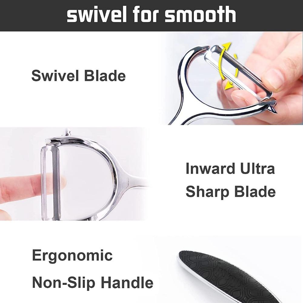 2 kusy škrabek na zeleninu a ovoce z nerezové oceli s protiskluzovými rukojeťmi a ostrými čepelemi - Kovové škrabky s rovným ostřím