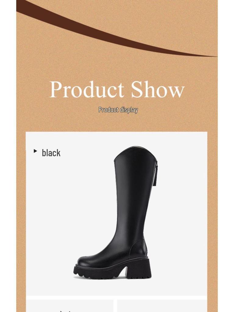 Women's 2025 Fleece-Lined Thick-Soled Over-the-Knee Boots for Petite Calves - Versatile & Warm Autumn/Winter Style