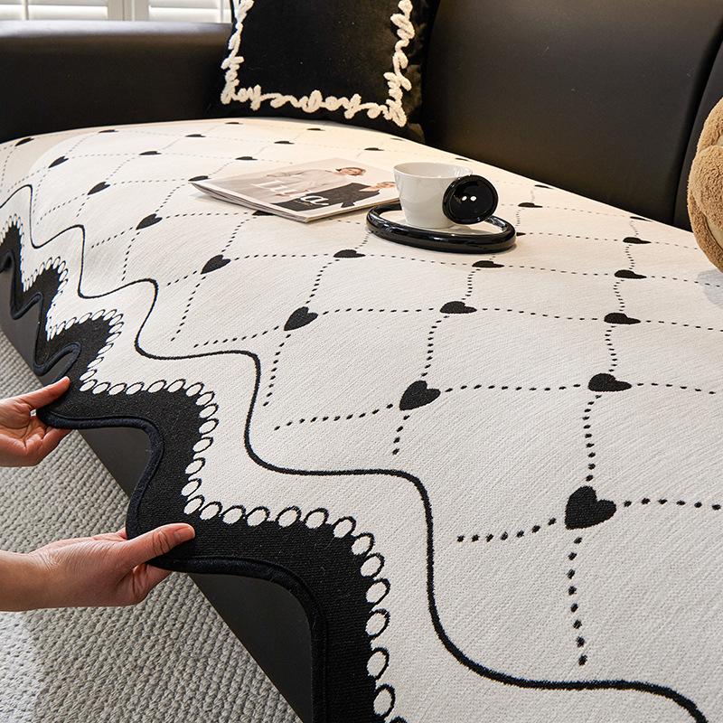 Neues Spezialförmiges Sofakissen, Vier-Jahreszeiten Einteilige Gerade Reihe Rutschfestes Leder Sofasitzkissen, Unterbezug Stoffhandtuch