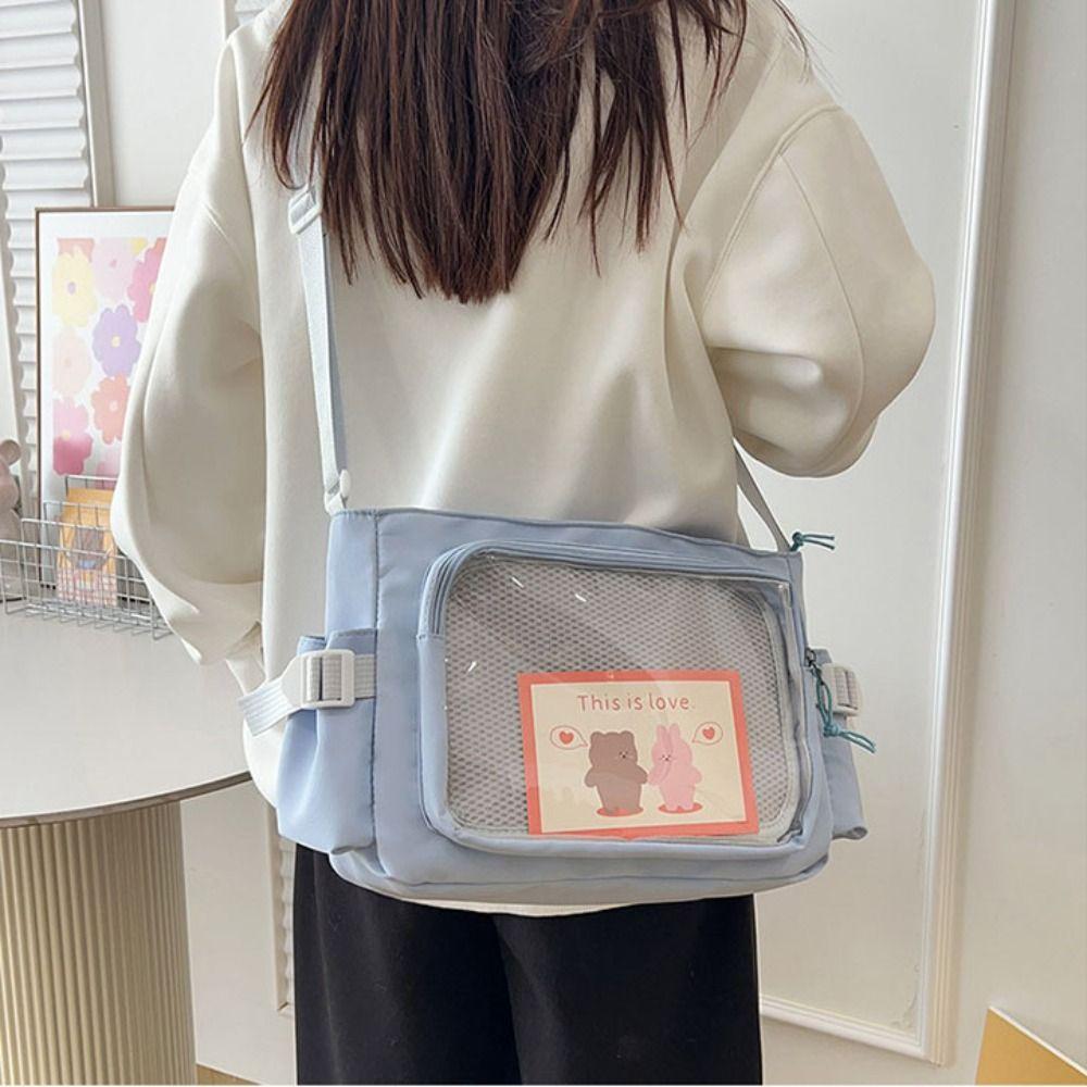 Nylon Transparent Bags Zipper Bag Shoulder Bag Creative Solid Color Itabag  Women