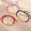 Adjustable Red Cord Bracelet With Hollow Tree Of Life Round Pendant Versatile Metal Chain Jewelry For Women And Men