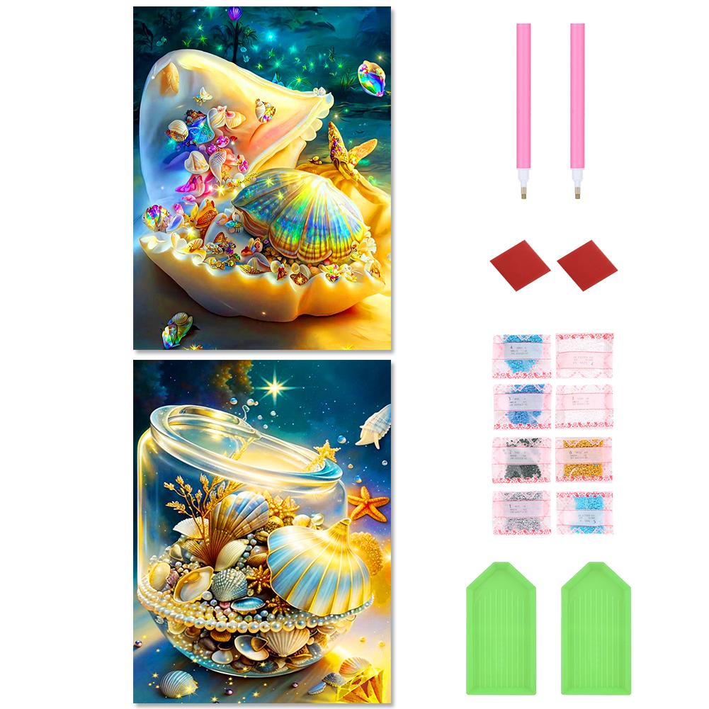 2pcs 5D DIY Full Round Drill Diamond Painting Dream Shells Kit Decor 30x40cm