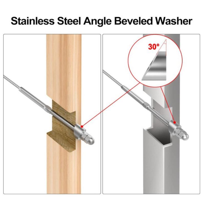 Neue Edelstahl-Seilgeländer Treppenenden 1/4" 3/8" Innendurchmesser Winkel 30 Grad Winkel Senkscheibe Silber Seilgeländer-Beschläge