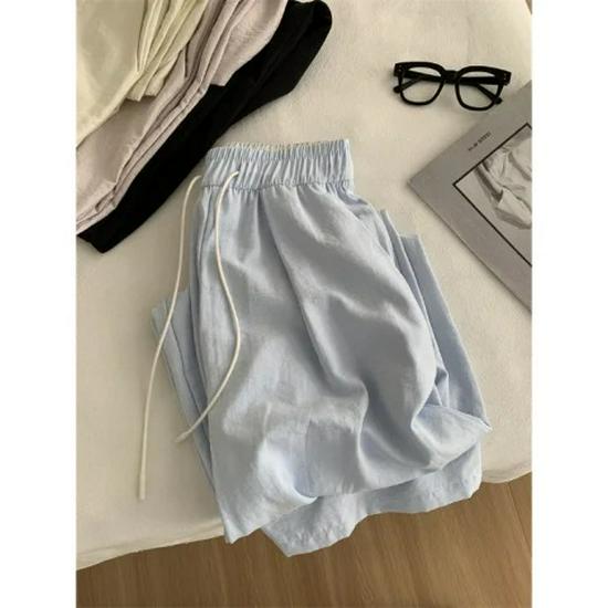 Plus Size Women's Cream Slimming Wide Leg Pants - Milk Skin Paper Fabric