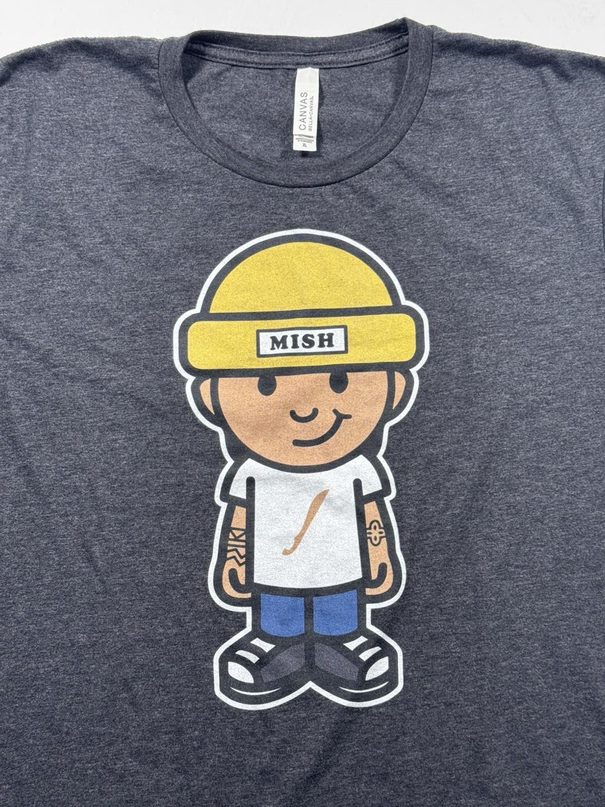 Мужская серая футболка с графическим принтом Mishka NYC XL Уличный стиль Скейтбордист Эпоха Y2K Унисекс Футболка M