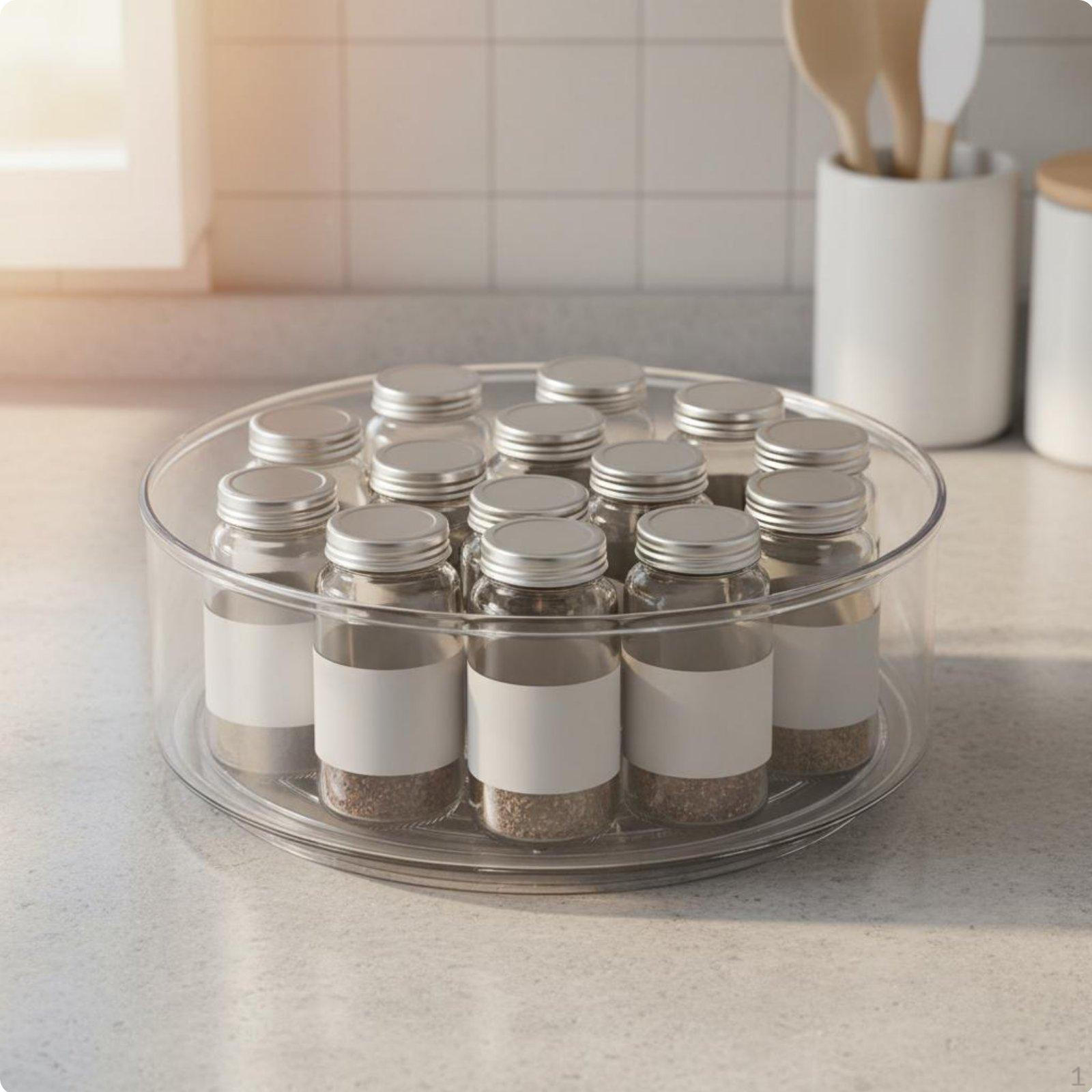 Degree Rotating Organizer PET Material Tray Turntable Multifunctional Clear
