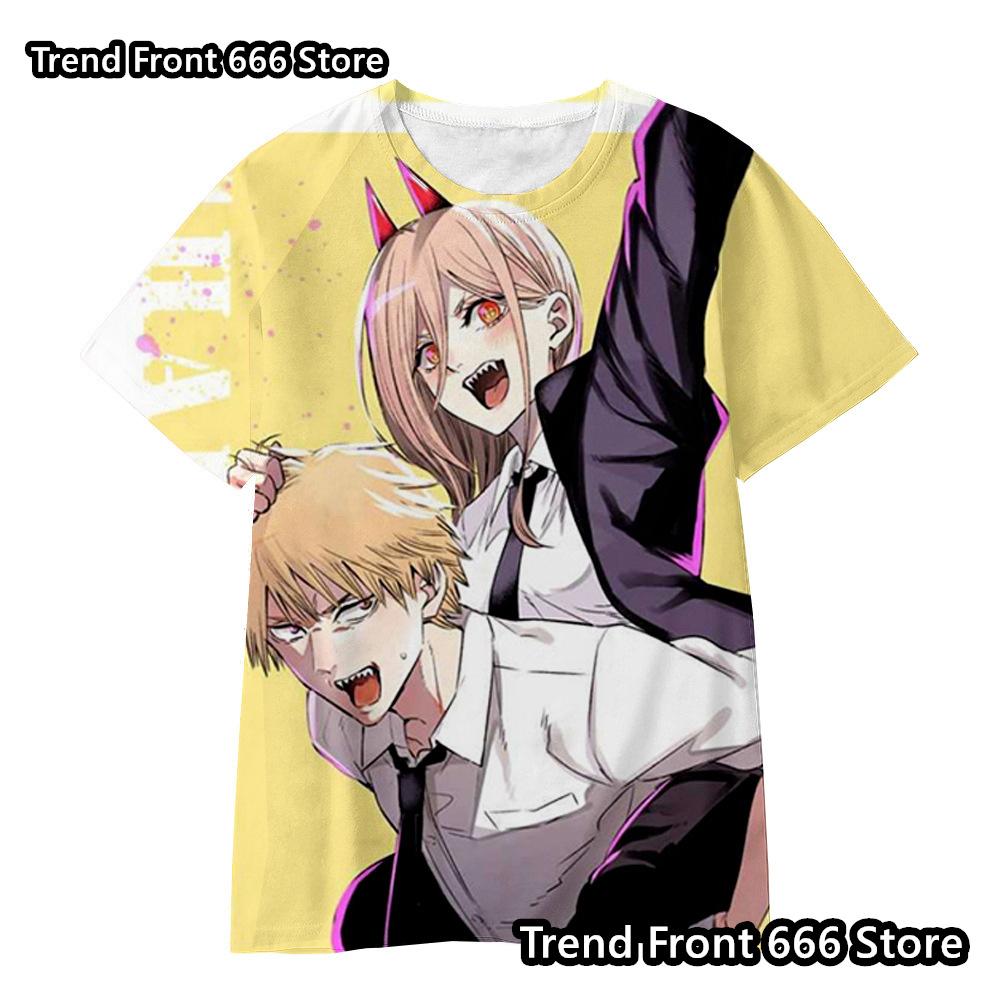 Chainsaw Man Anime 3d Prited Tops Boys Tshirt Girls Tshirts Children's Short Sleeve T-shirt Child Casual Clothes 4-14 Years