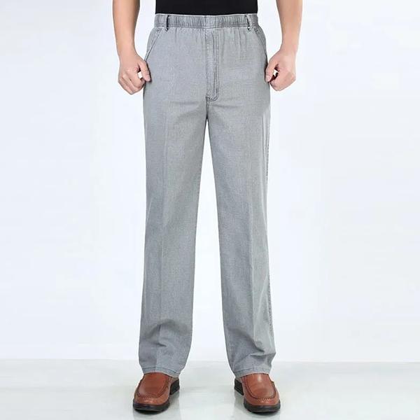 WTEMPO XL-5XL Spring Summer Autumn Winter Solid Casual Long Pants Men's Cotton Linen Elastic Mid-Waist Large Size Breathable Loose Pockets Trousers
