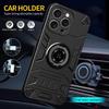 For iPhone 15 Pro Case with Ring Holder Kickstand PC + TPU Anti-Fall Phone Cover