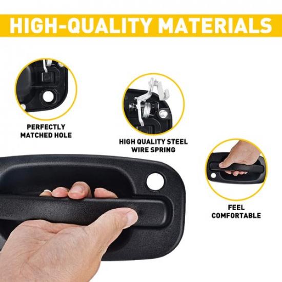 Door Handle Exterior Front Driver Passenger Right Left FL FR for Chevy GMC Black