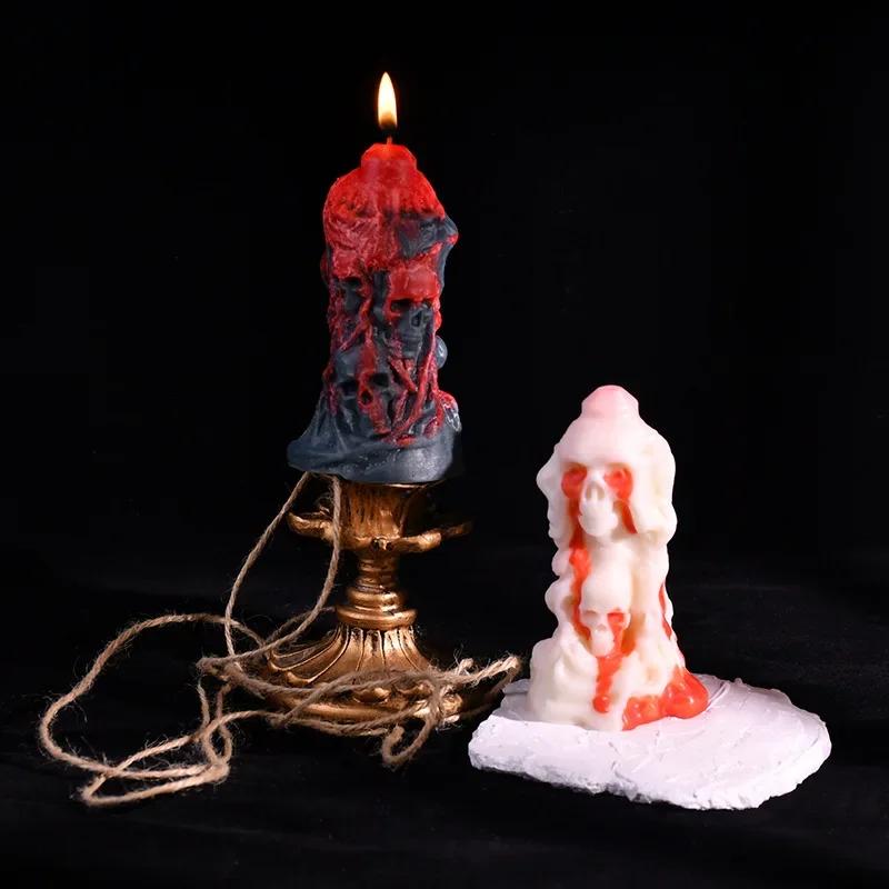 Halloween Zombie Couple Candle Silicone Mold 3D Zombie Skull Craft Resin Gypsum Cement Mold Holiday Party Gift