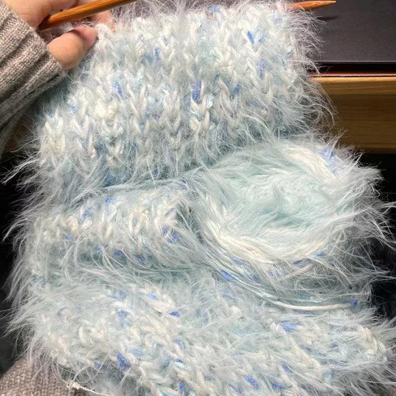 Rainbow Gradient Mohair Yarn Kit - Medium Thickness, Ideal for Hand-knitting Scarves