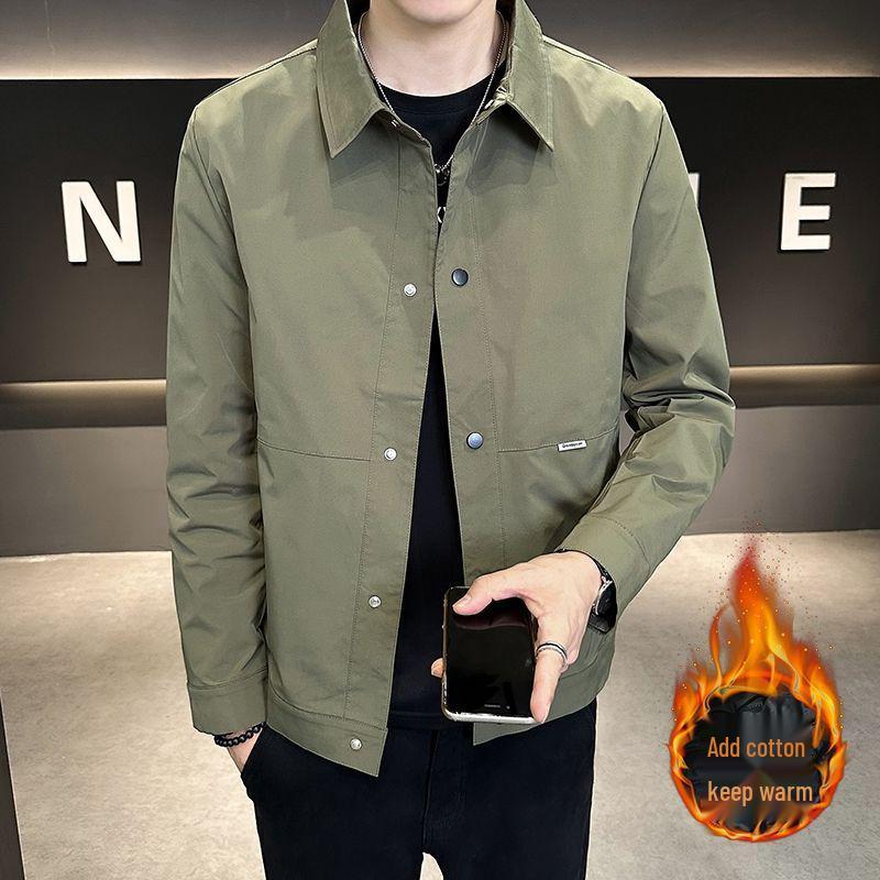 Men's Slim Fit Cotton Jacket - Stylish, Warm, Versatile, Turn-Down Collar for Autumn and Winter