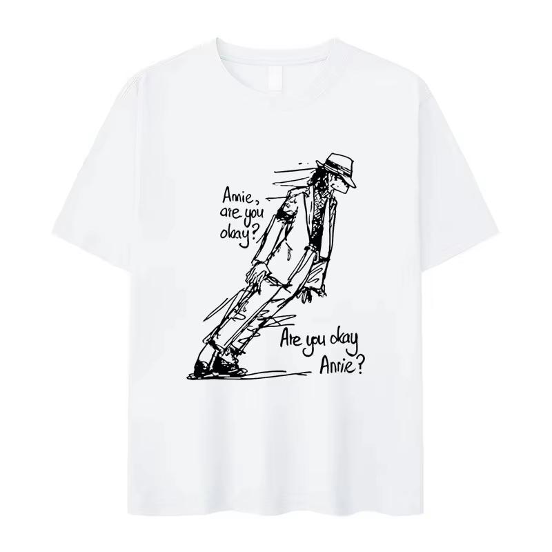 2026 Neues Klassisches Michael Jackson Are You Okay Print Punk Rock Mode Kurzarm T-Shirt Unisex Kleidung Damen Sommer T-Shirt