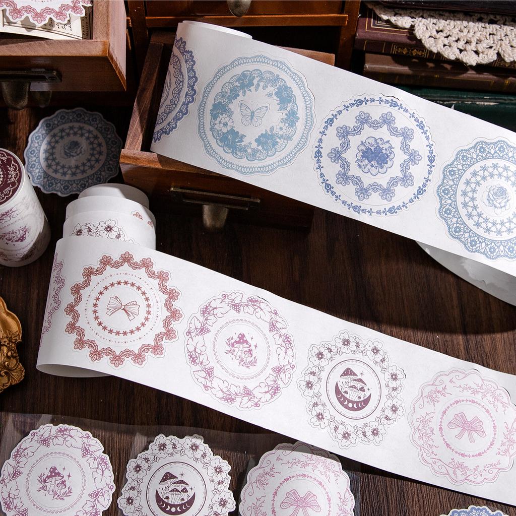 7.5cm×200cm Tape Girl Aesthetics Series Retro Lace Border Hand Account Decoration Materials Reusable Stickers