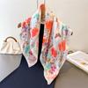 Butterfly 70Cm Square Spring Summer Women Scarf Silk Satin Beach Scarves Shawl Headband Hijab Bandana Wrap Bufanda