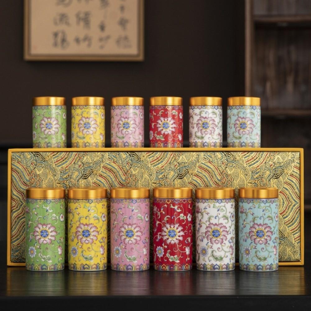 Mini Empty Tea Tin Can Flower Green Tea Canister Sealed Jar Tea Packaging Box  Home/Office/Travel
