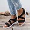 Women Plus Size Casual Cross Strap Flat Sandals Open Toe Slip On Lightweight Comfortable Summer Footwear for Daily Use