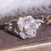 New Ladies Ring Copper Encrusted with Diamond Advanced Simulation Artificial Zircon Rose Shape Wrapped Around Luxury Party