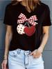 Womens Heart Print Round Neck Sleeve Sporty Style Simple and Athletic Printed Design Sweet and Cute Fashionable and Comfortable