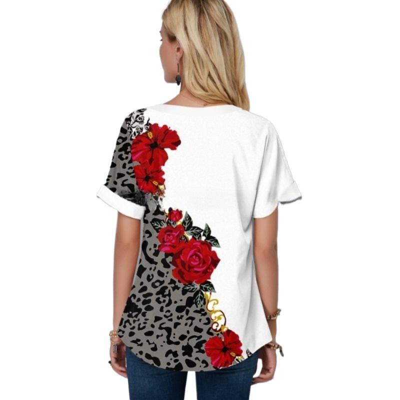 IHUASU Letnia Drukowana Koszulka Damska Luźna