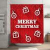 Tu Christmas Shower Curtain Waterproof Festive Holiday Decor Merry Xmas Pattern Bathroom Fabric Backdrop Holiday Home Decoration