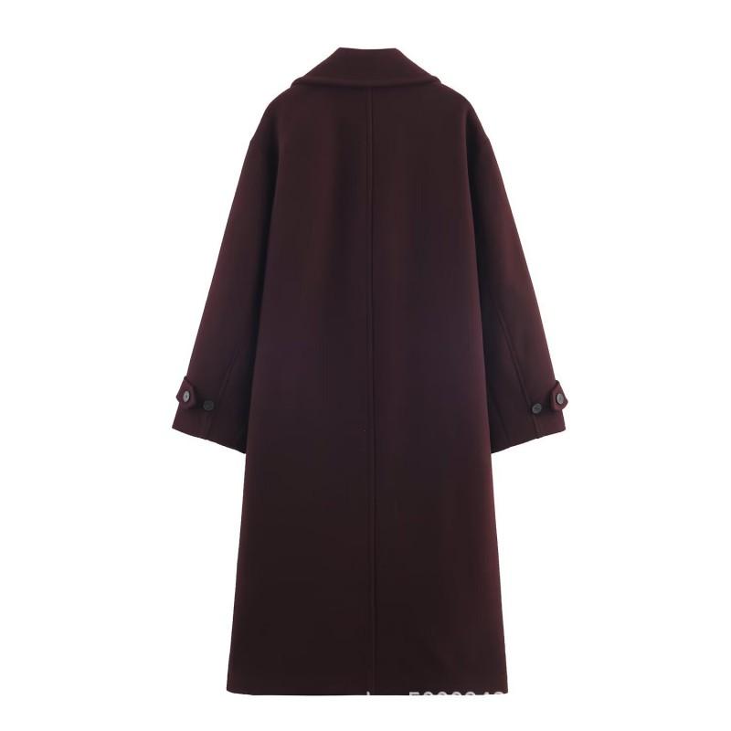 Womens Winter Loose Wool Blend Coat Casual Street Style Oversized Trench Jacket With Pocket